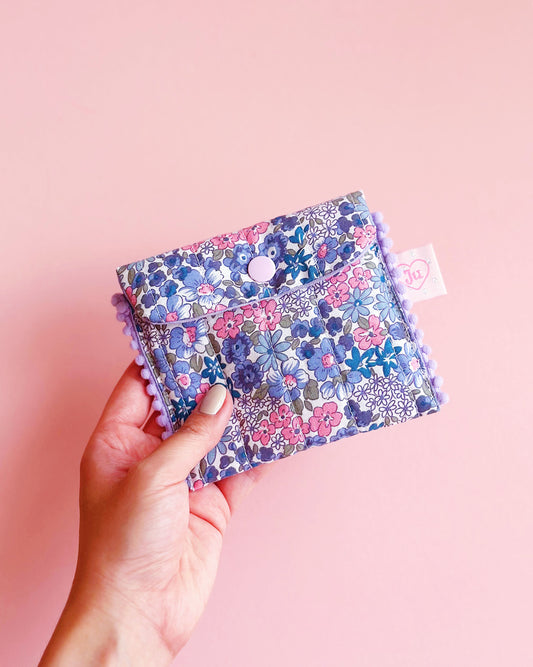 Cute Pom-Pom Snap Pouch, Pastel Cottagecore Wallet