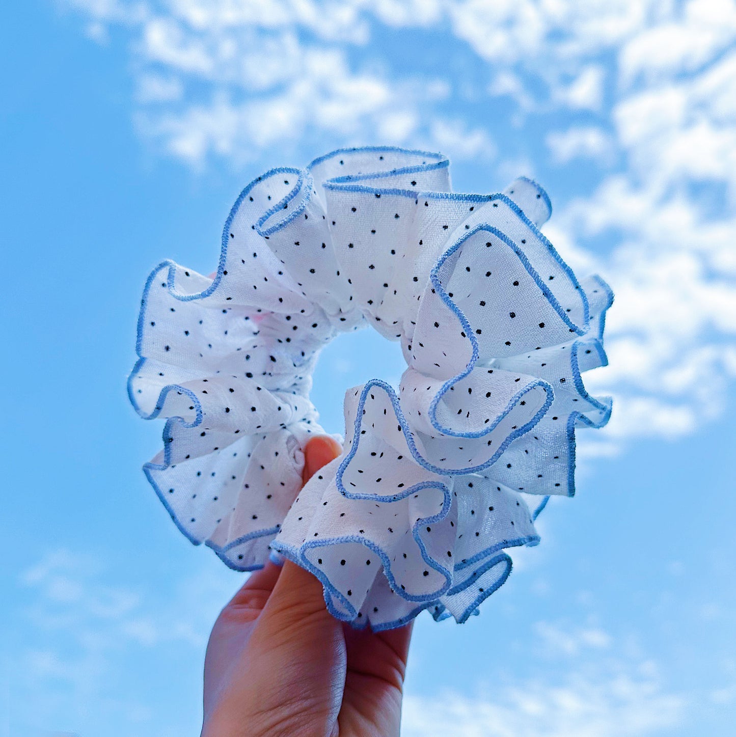 Oversized Polka Dot Frill Scrunchie