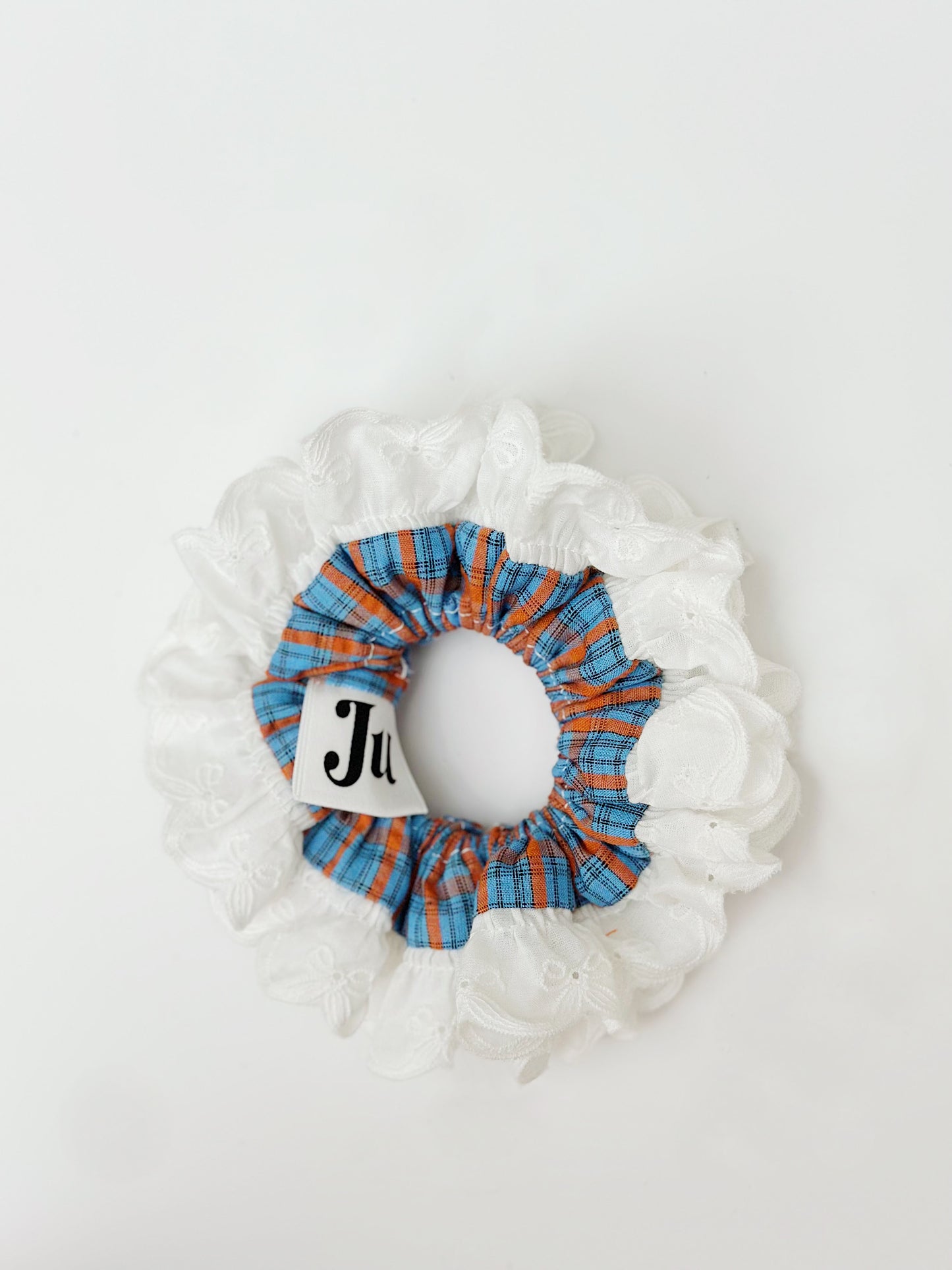 Oversized Blue&Orange gingham Scrunchies