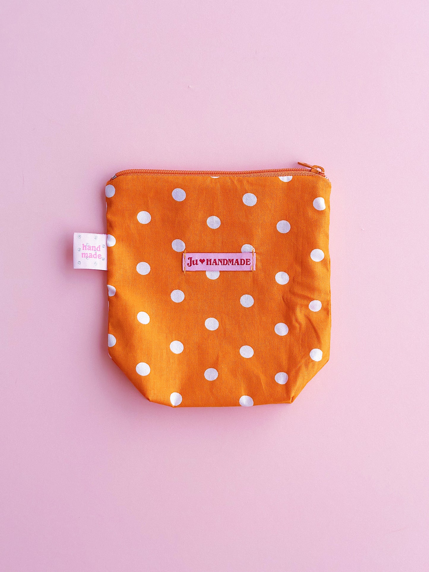 Cute Illustrated Pouch | Zip Polka Dot Cosmetic Bag