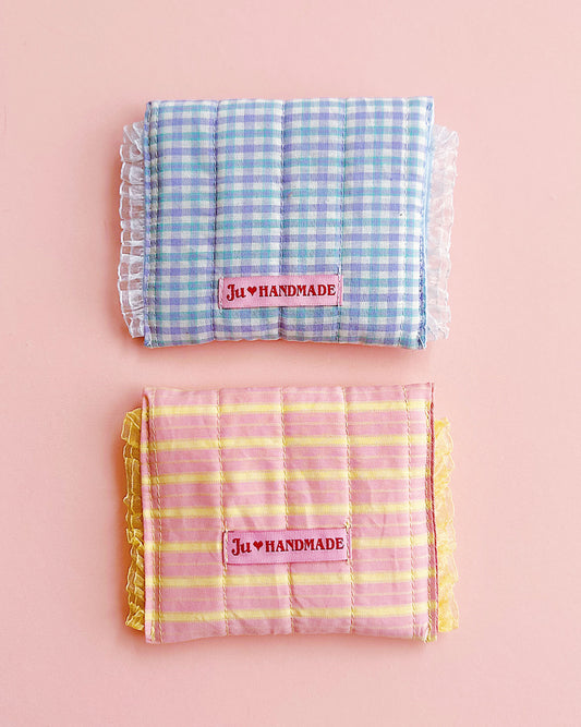 Handmade Lace Coin Purse | Pastel Gingham Snap Pouch