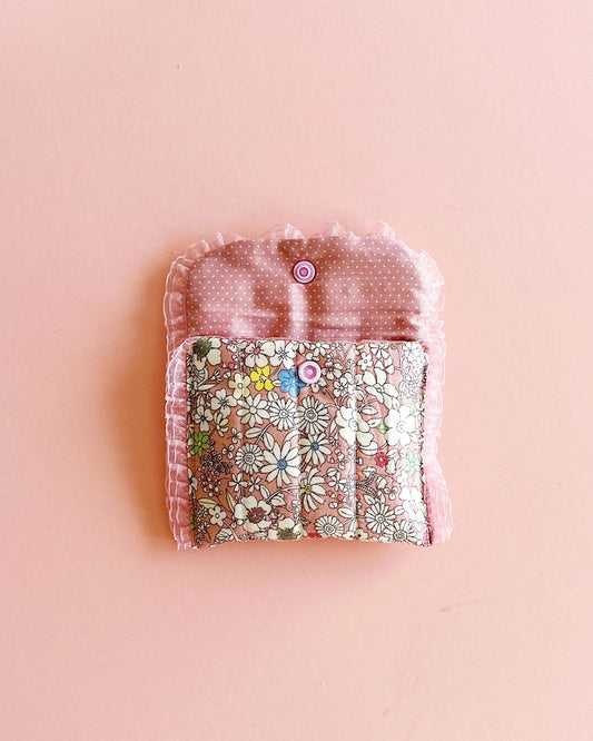 Pink Floral Snap Pouch – Cute Quilted Mini Bag