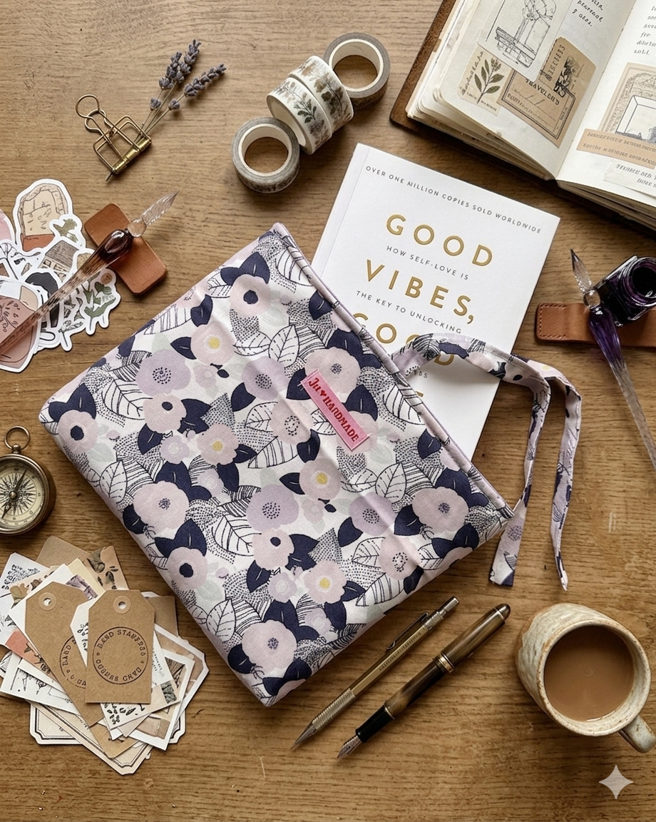 Floral Quilted Book Sleeve β Korean Cotton Book Protector