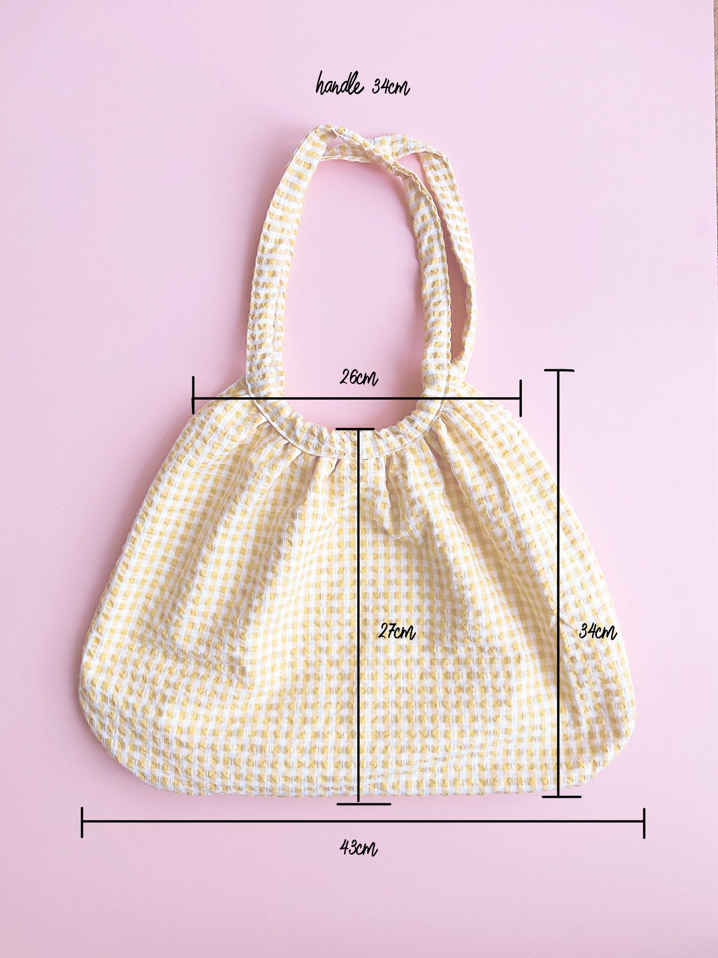 Mustard Yellow Gingham Bubble Tote Bag