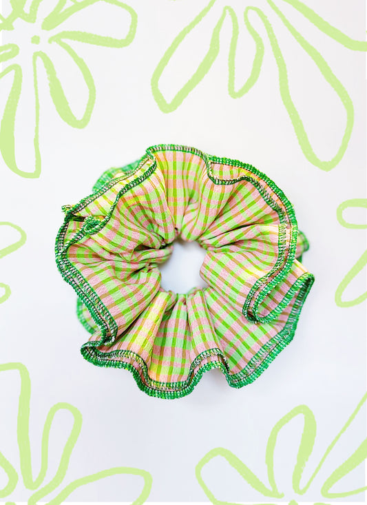 Statement Green&Pink Gingham Scrunchies