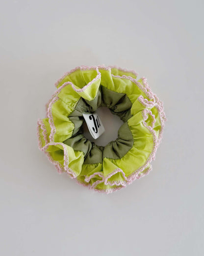 Statement Green ruffle Scrunchies