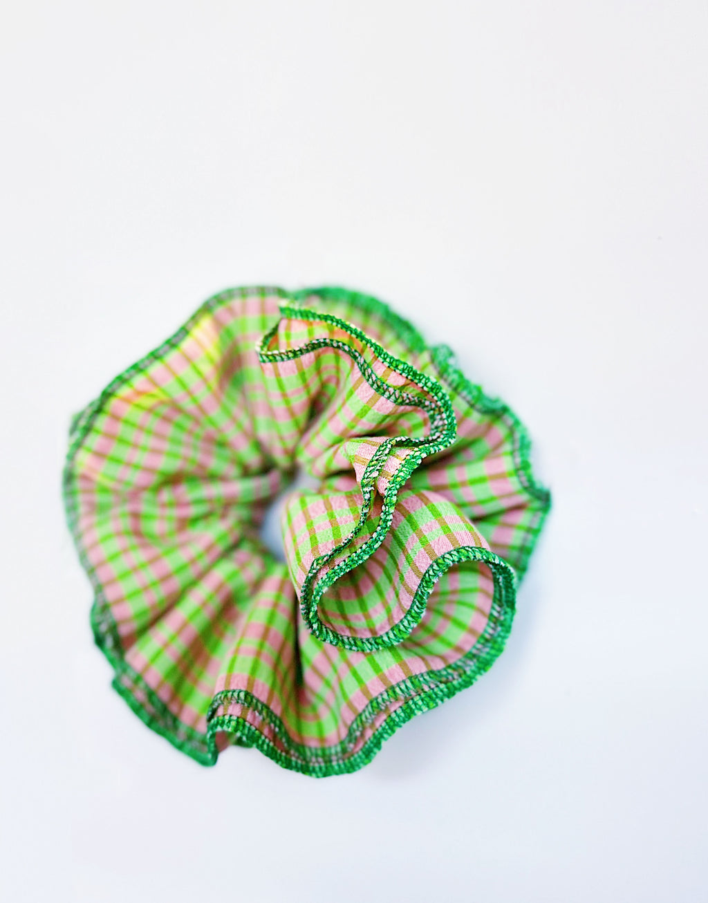 Statement Green&Pink Gingham Scrunchies