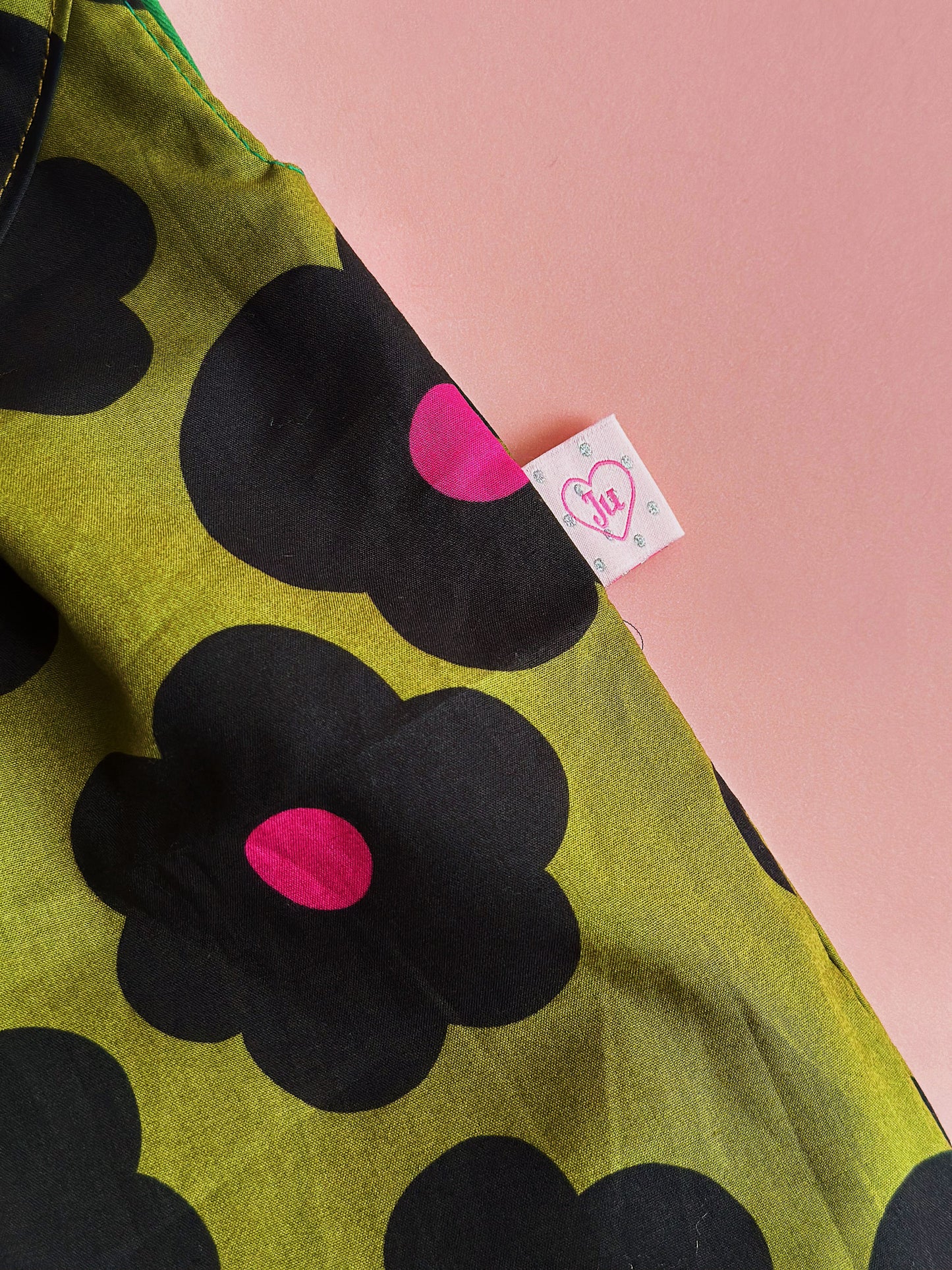 Olive Bloom Dumpling Shoulder Bag – Handmade Floral Cotton Tote