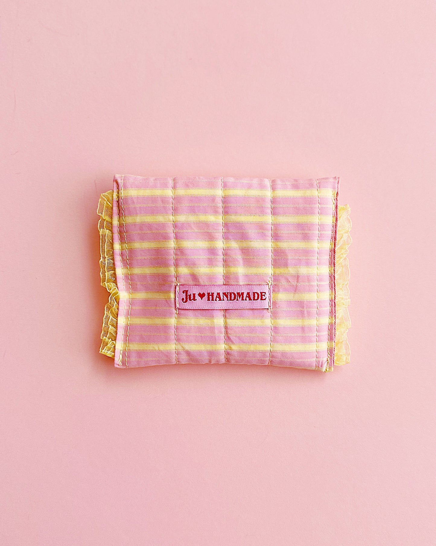 Handmade Lace Coin Purse | Pastel Gingham Snap Pouch