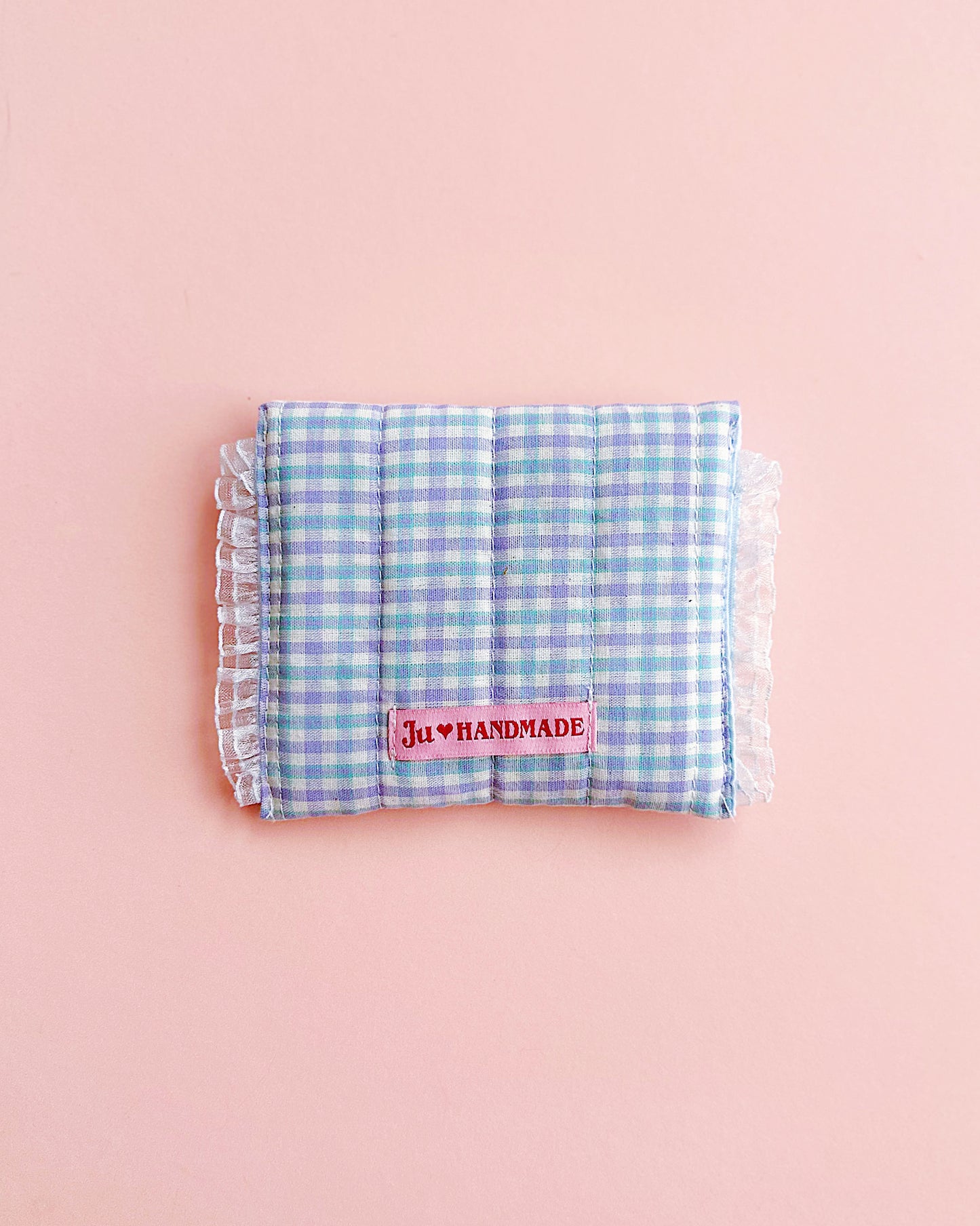 Handmade Lace Coin Purse | Pastel Gingham Snap Pouch