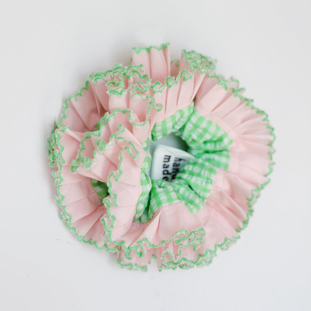 Statement Green Gingham Scrunchies