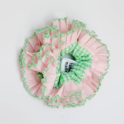 Statement Green Gingham Scrunchies