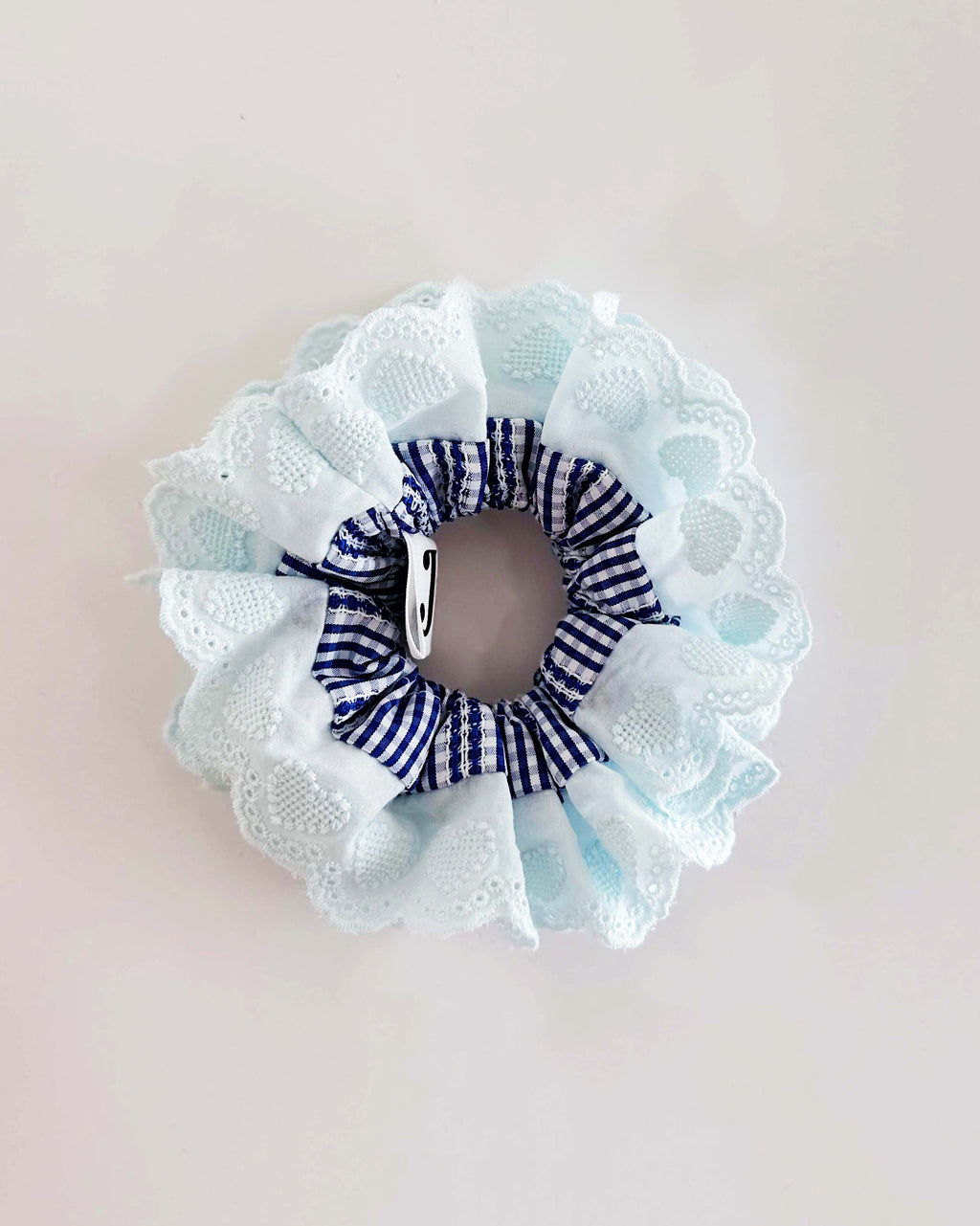 Oversized Blue Gingham Ruffles Scrunchies