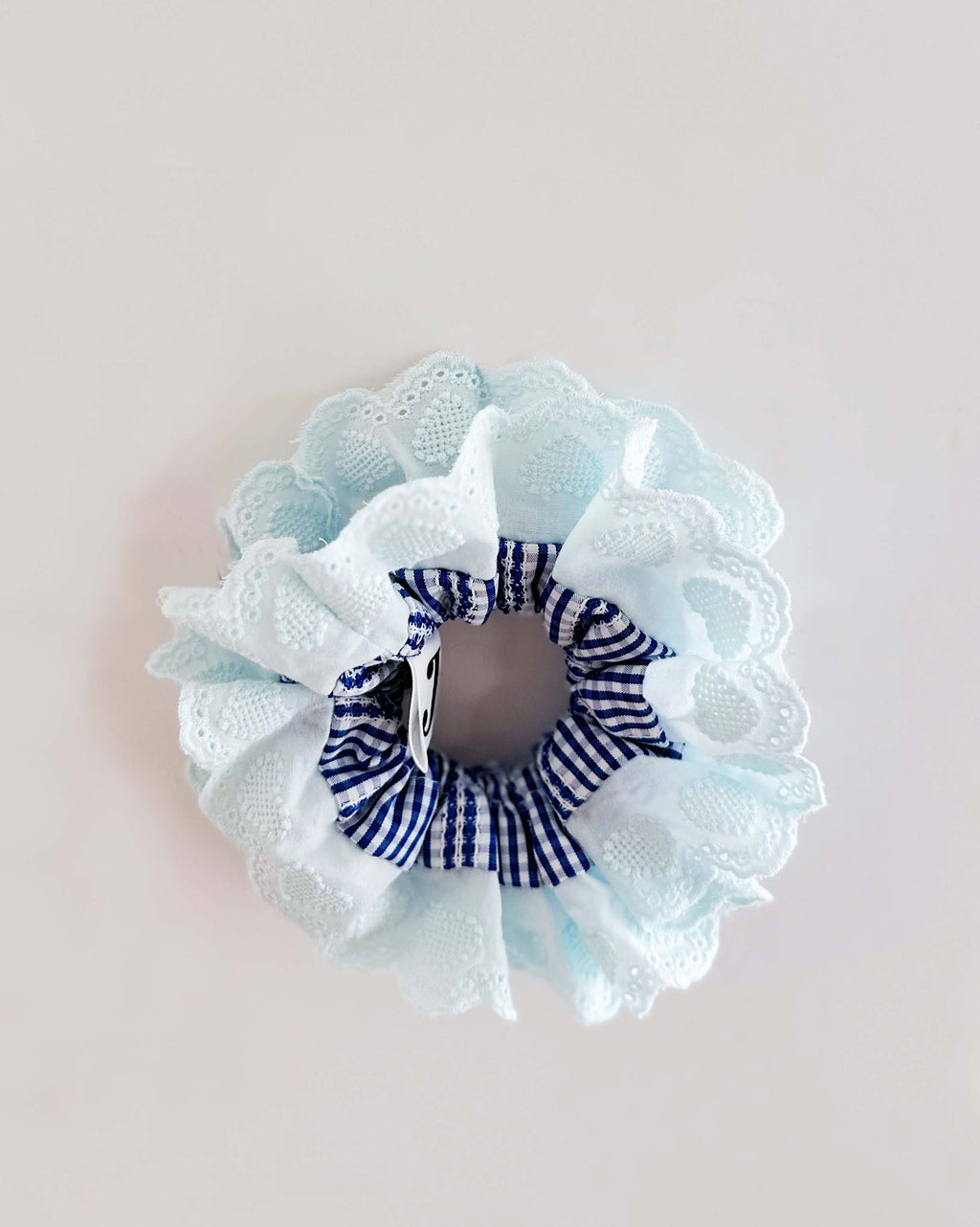 Oversized Blue Gingham Ruffles Scrunchies