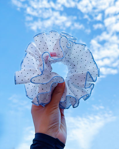Oversized Polka Dot Frill Scrunchie