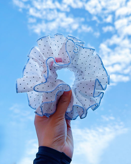Oversized Polka Dot Frill Scrunchie