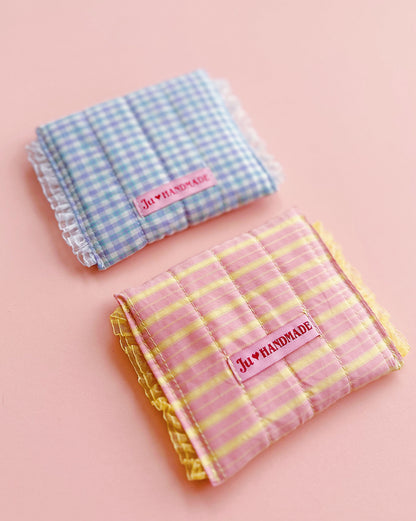 Handmade Lace Coin Purse | Pastel Gingham Snap Pouch
