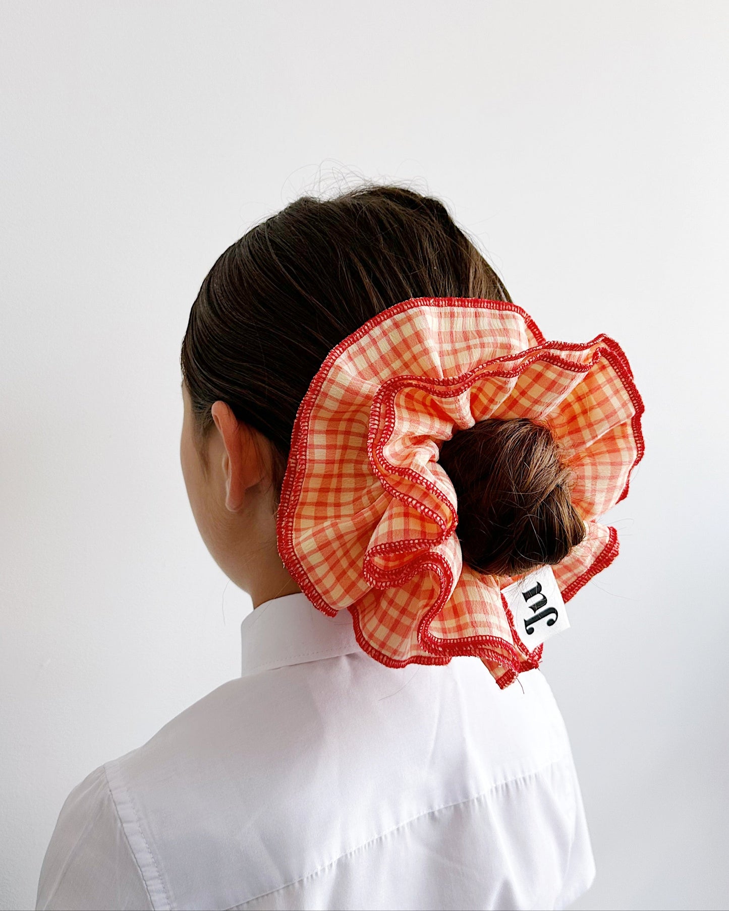 Statement Orange Gingham 4 Layers Scrunchie