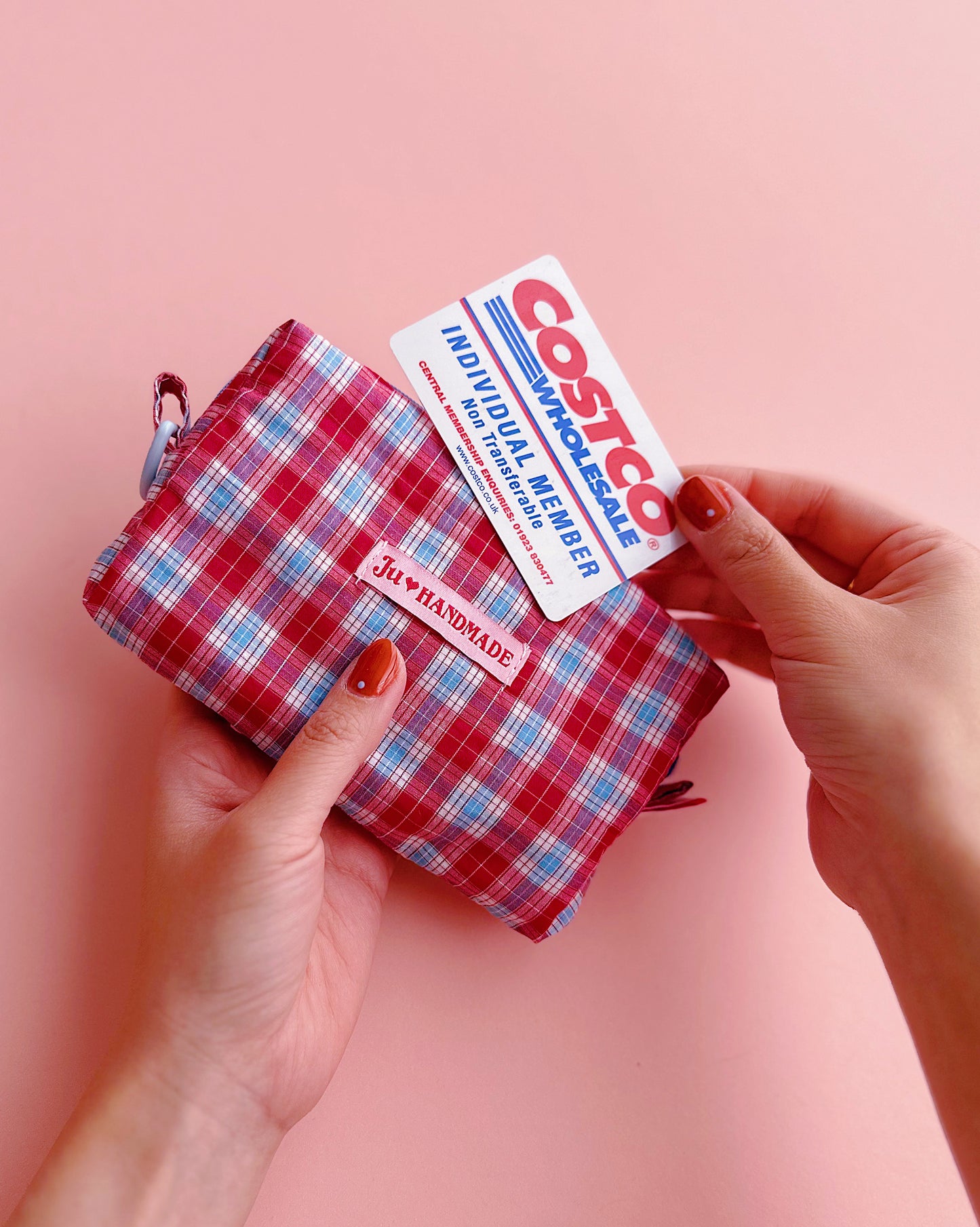 Y2K Blue&Red Plaid Camera Pouch｜Handmade Small Pouch | Cute bag for camera