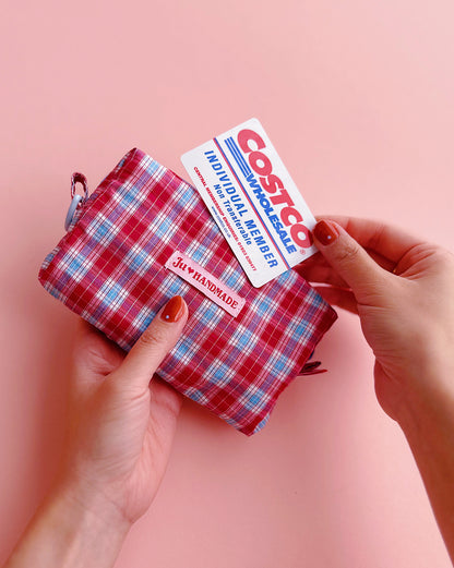 Y2K Blue&Red Plaid Camera Pouch｜Handmade Small Pouch | Cute bag for camera