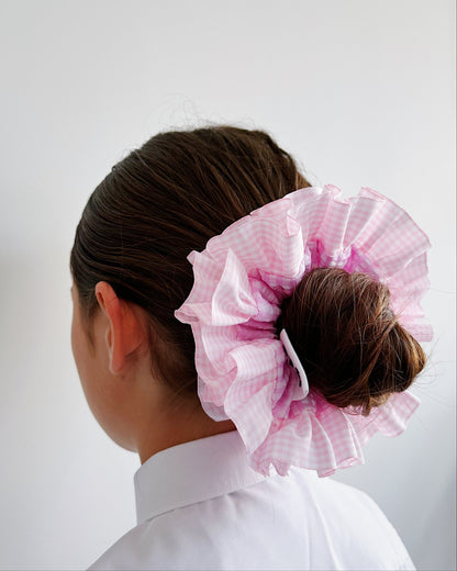 Statement Pink Gingham Scrunchies