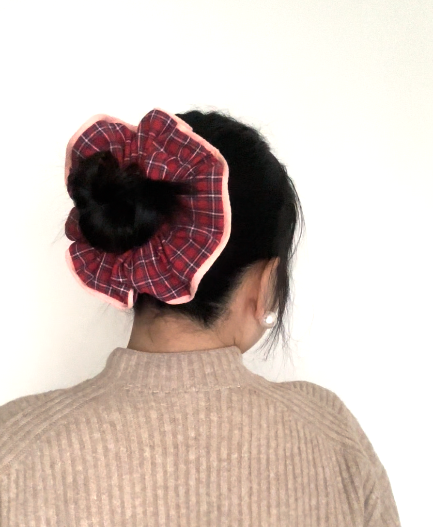 Valentine's Special : Statement Red Plaid Scrunchie