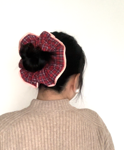 Valentine's Special : Statement Red Plaid Scrunchie
