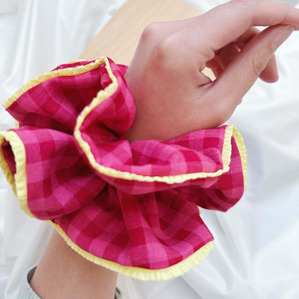 Jumbo Red Gingham Scrunchies