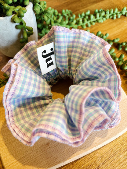 Statement Blue & Pink Gingham Scrunchies