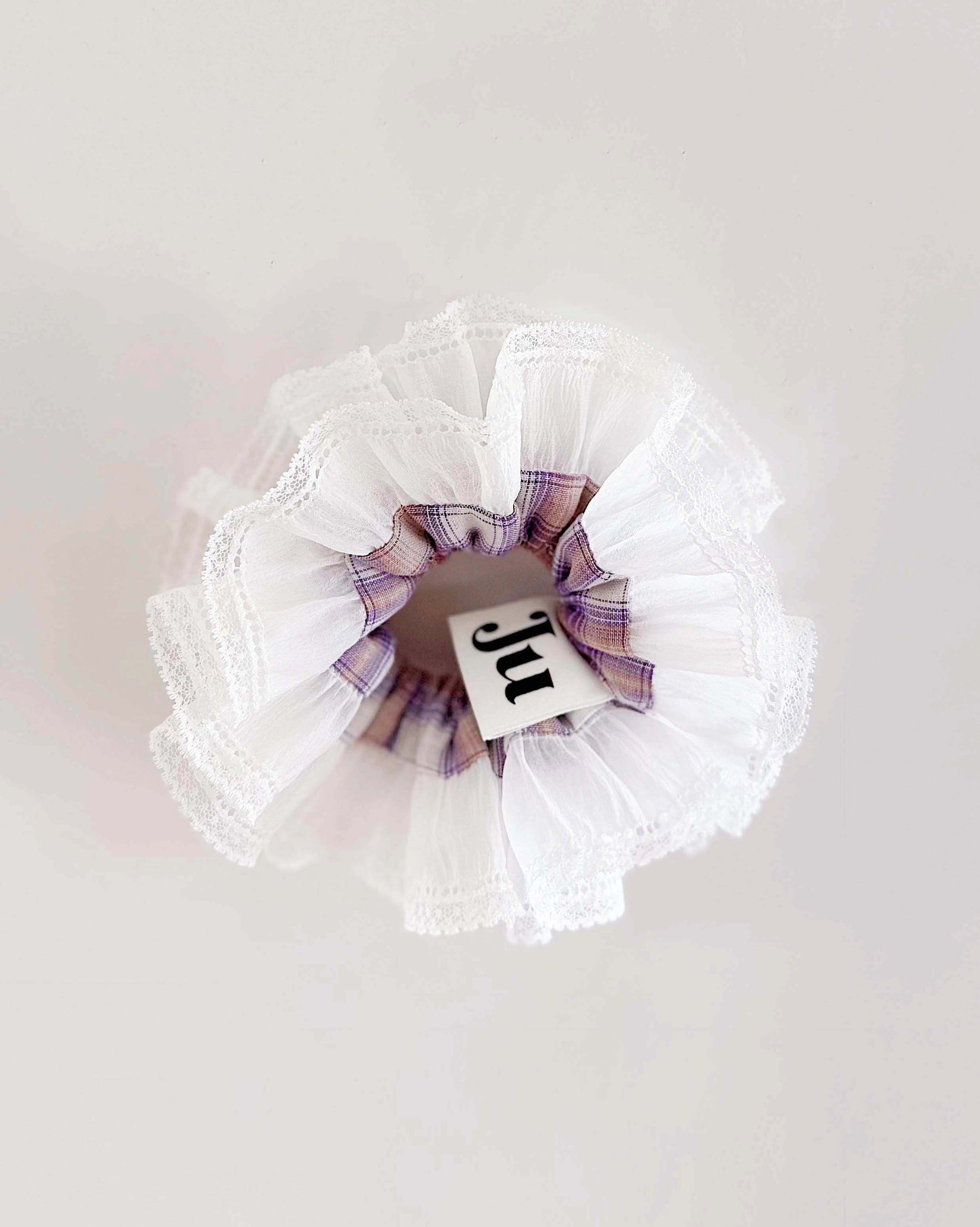 Purple Tartan oversized Organza Scrunchies