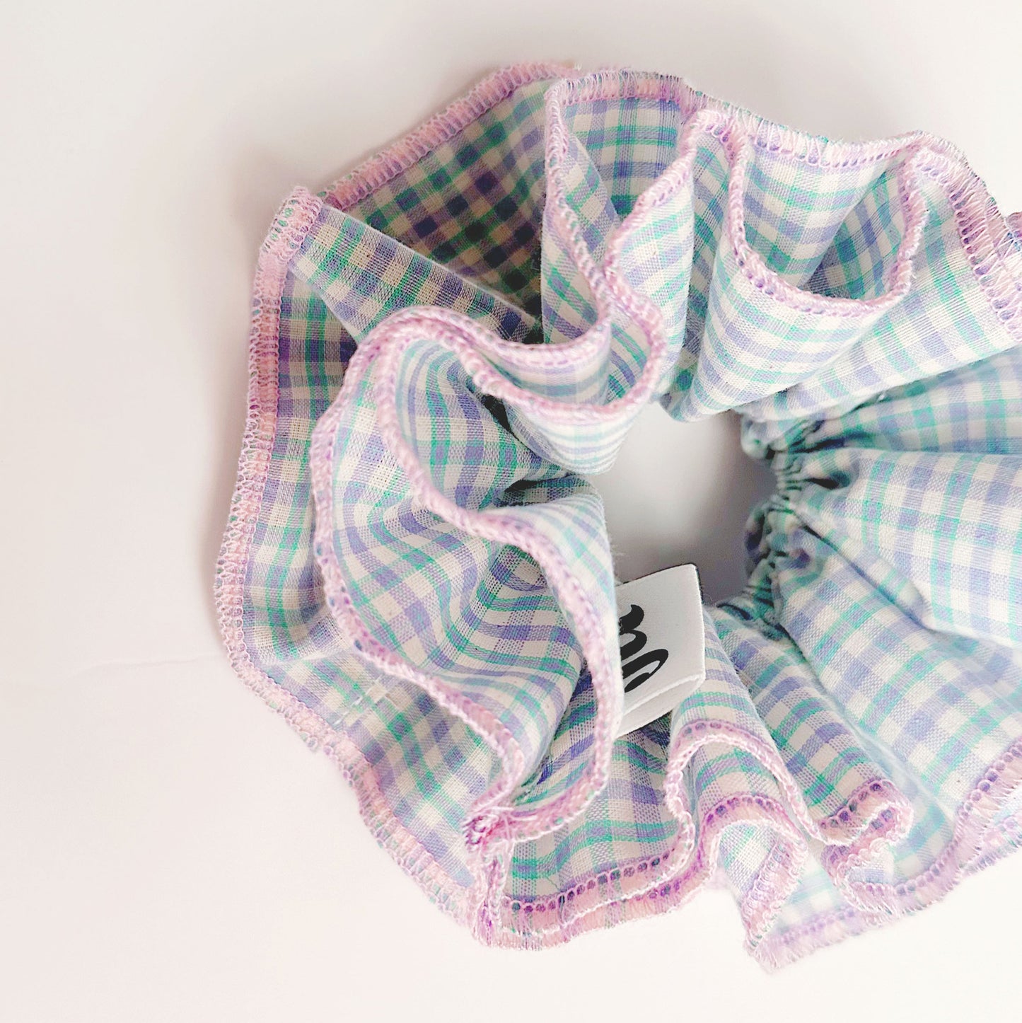 Jumbo Blue&Pink Gingham Scrunchies