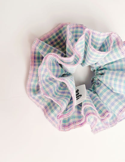 Statement Blue & Pink Gingham Scrunchies