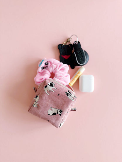 adorable 10cm x 10cm square zipper pouch with cute design and practical function.