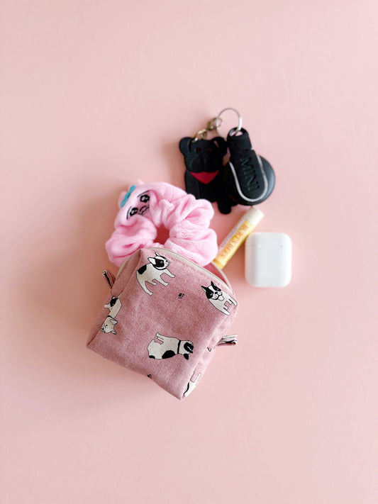 adorable 10cm x 10cm square zipper pouch with cute design and practical function.