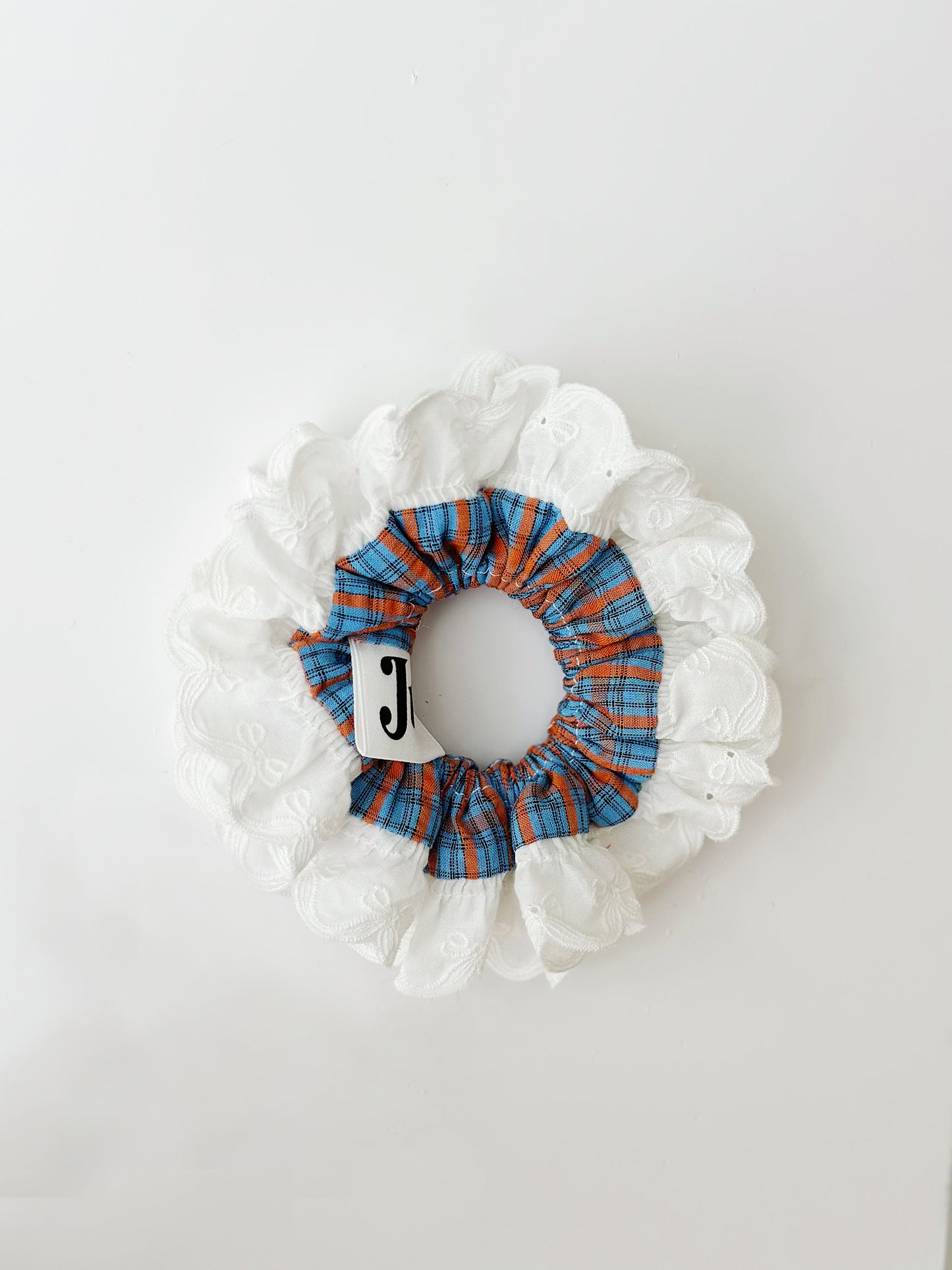 Oversized Blue&Orange gingham Scrunchies