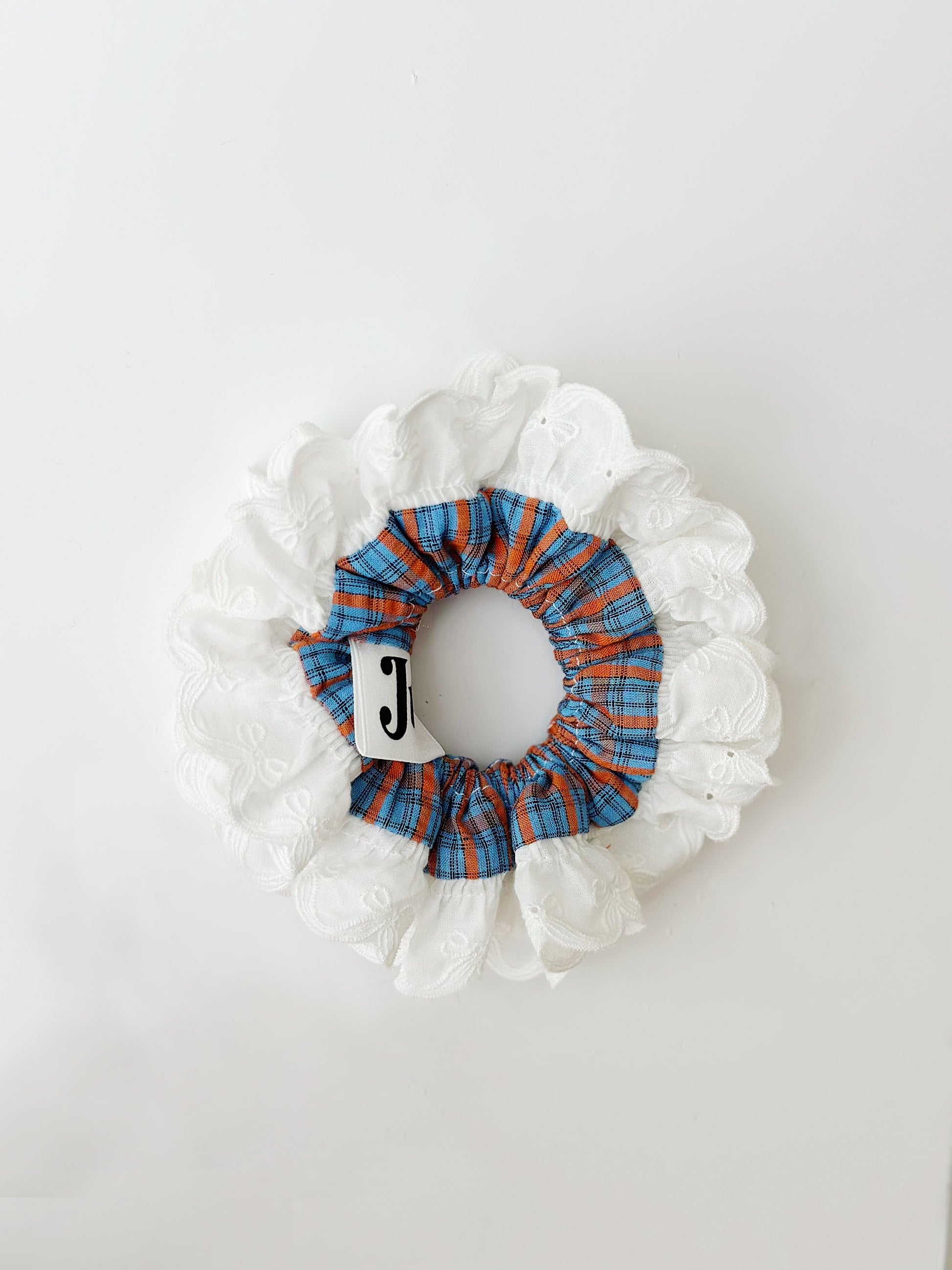 Oversized Blue&Orange gingham Scrunchies