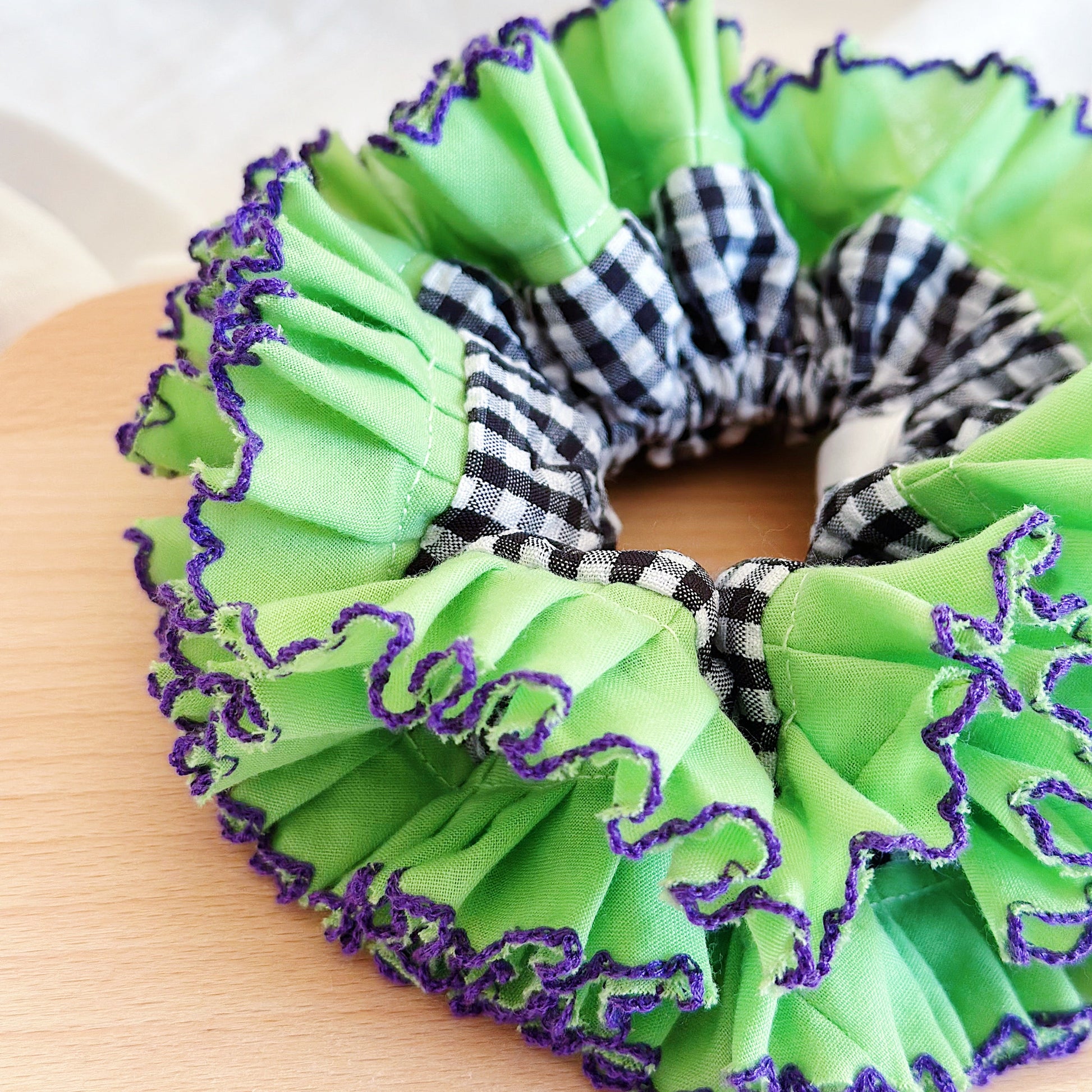 Statement Black Gingham Scrunchies