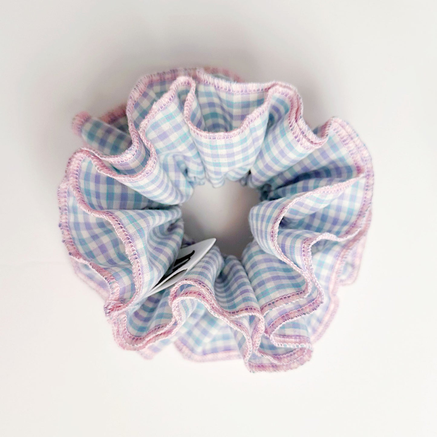 Jumbo Blue&Pink Gingham Scrunchies