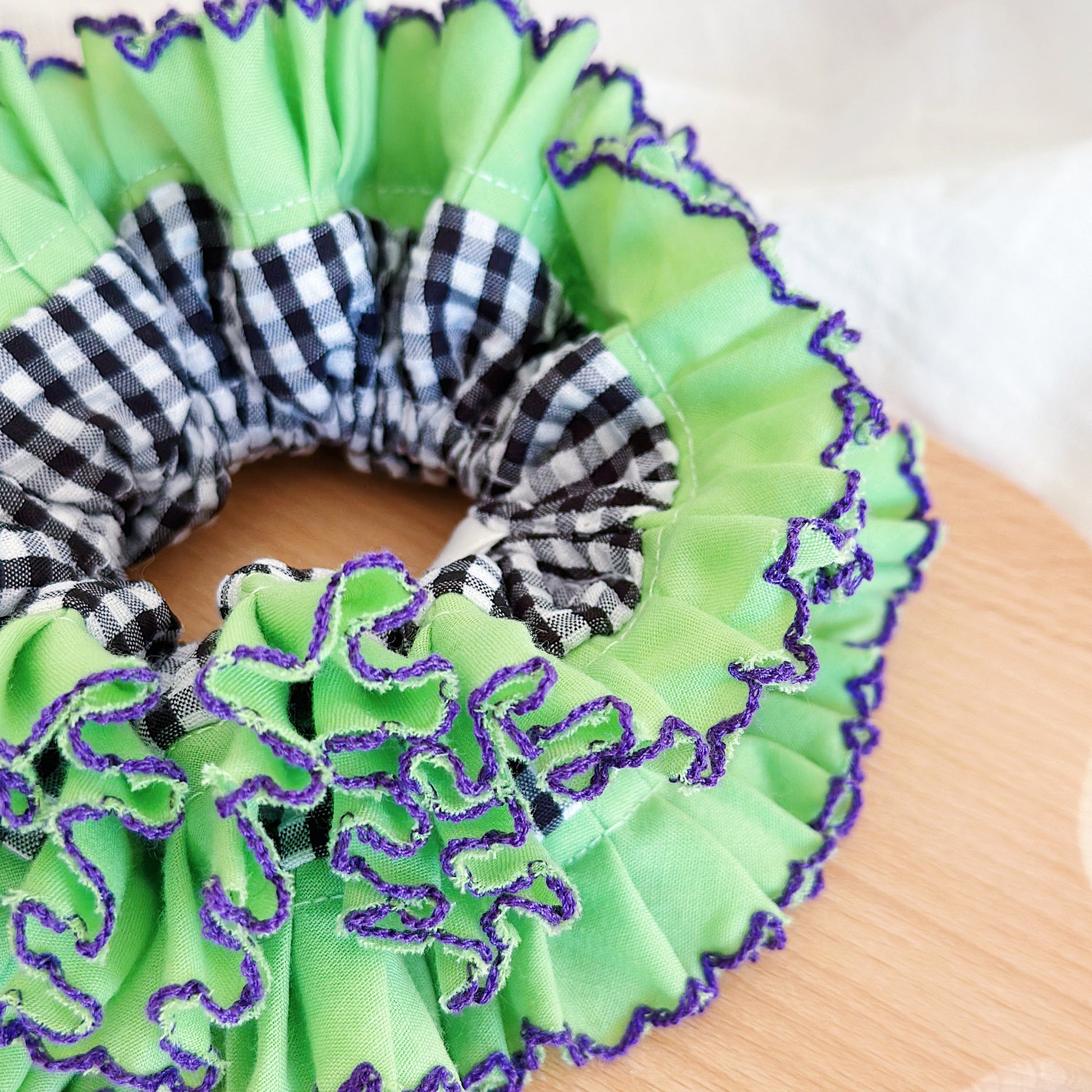 Statement Black Gingham Scrunchies