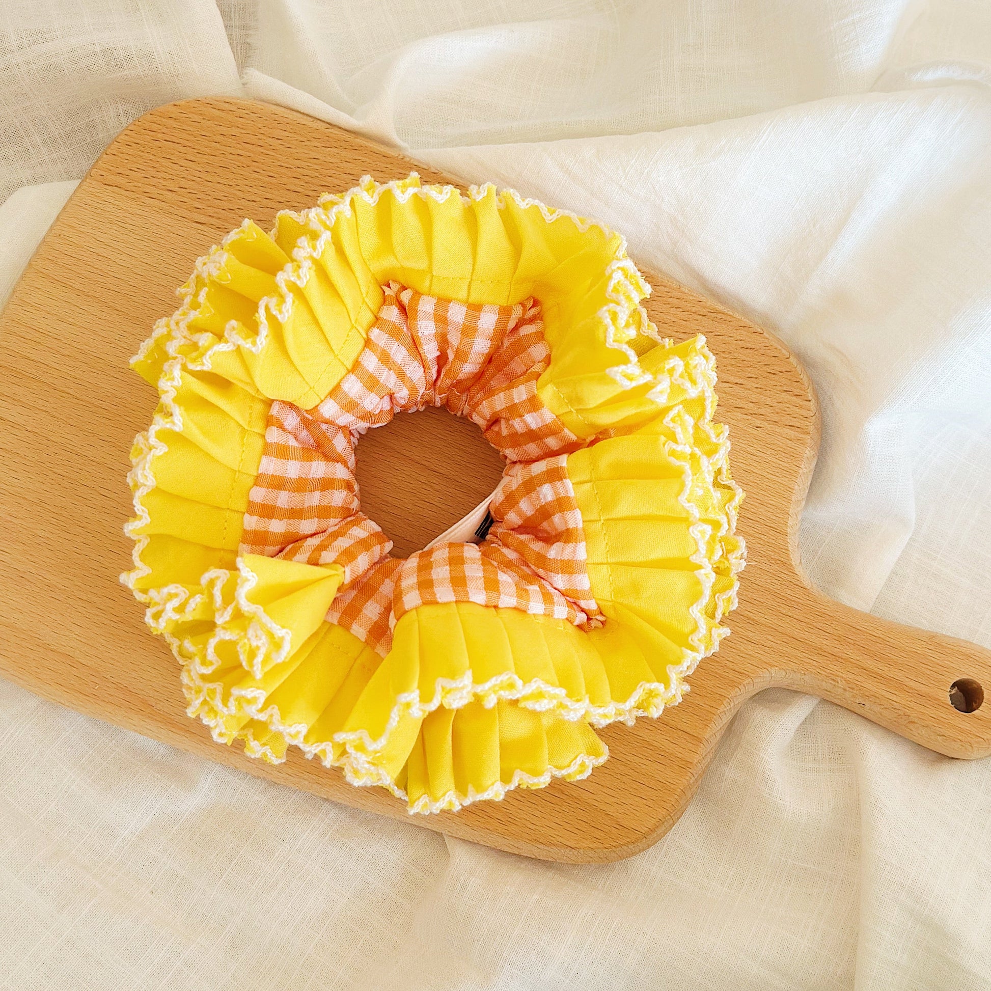 Statement Yellow Gingham Scrunchies