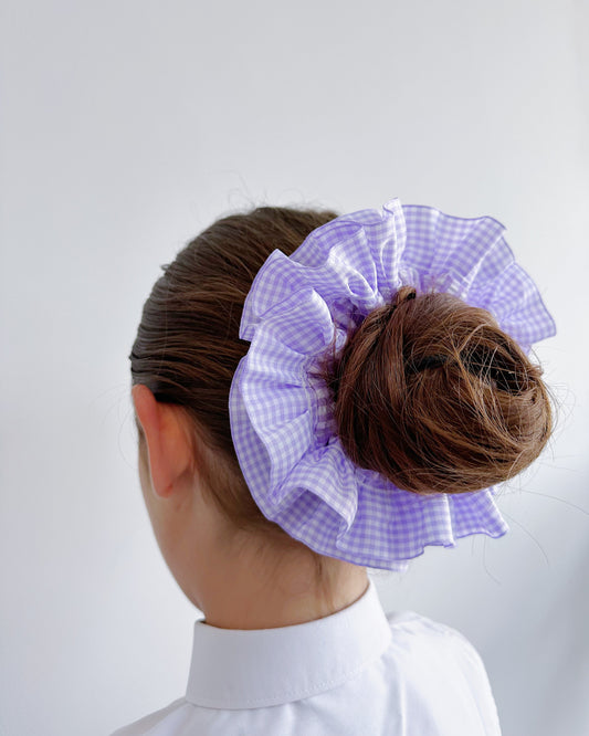 Statement Purple Gingham Scrunchies