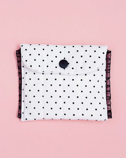 Polk Dot Snap Pouch Coin Purse | Handmade Lace Small Organizer