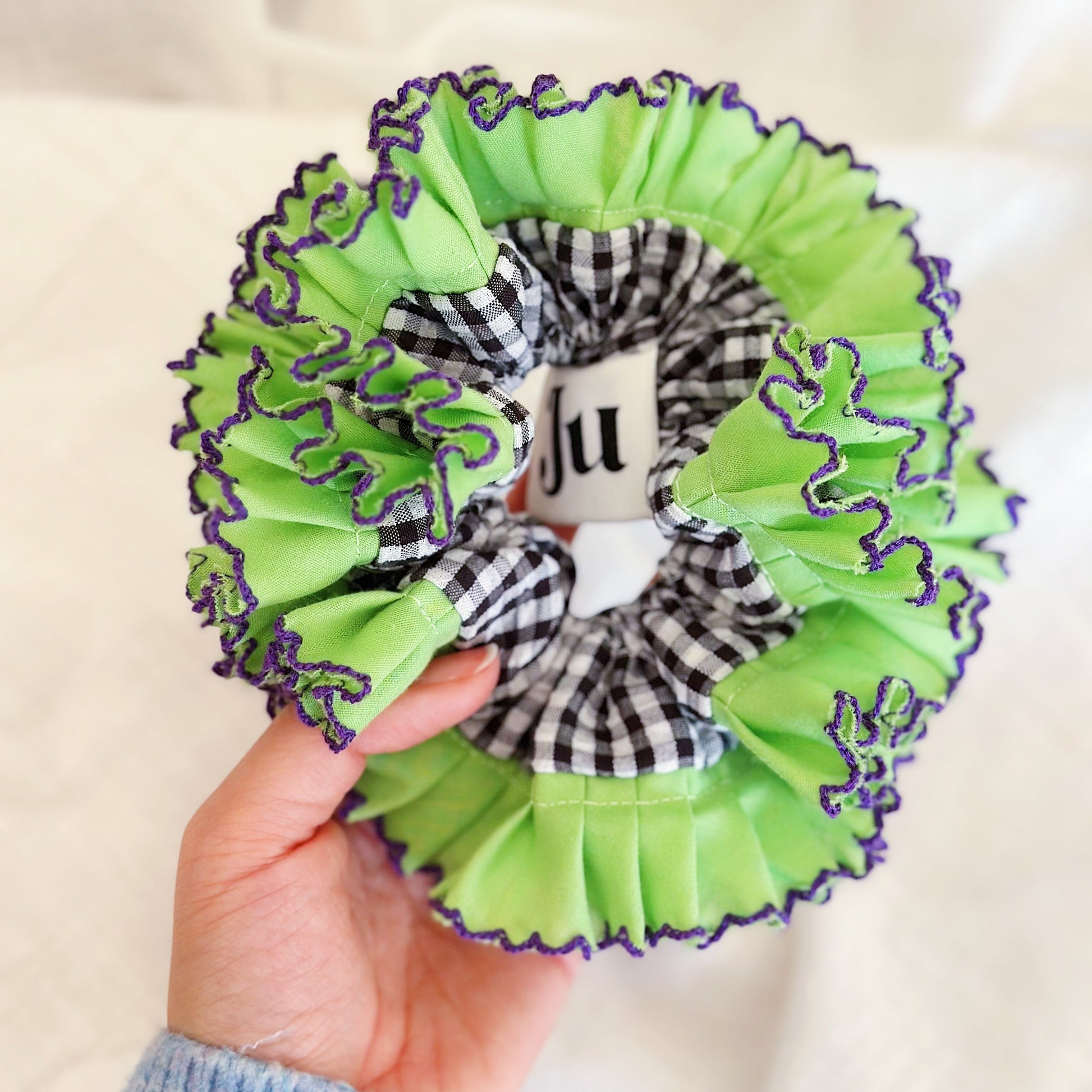 Statement Black Gingham Scrunchies