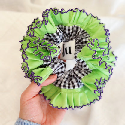 Statement Black Gingham Scrunchies