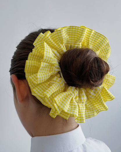 Statement Yellow Gingham Scrunchies