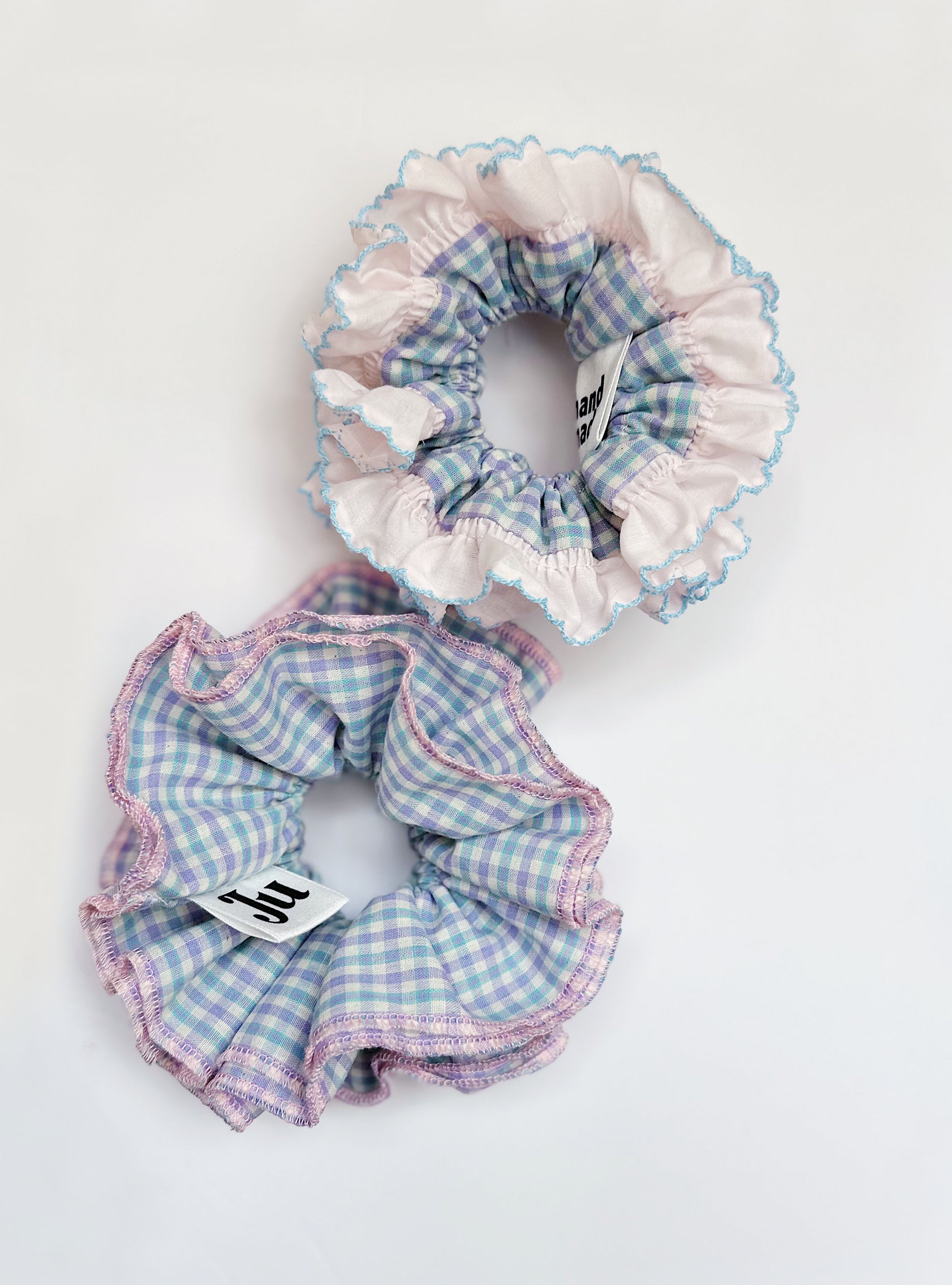 Statement Blue & Pink Gingham Scrunchies
