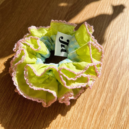 Statement Blue Gingham Scrunchies