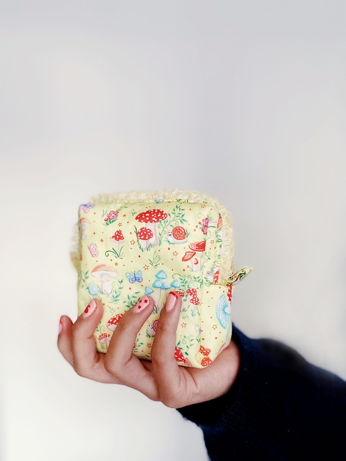 Fairy Tale Mushroom Zipper Pouch – Quilted Mini Bag