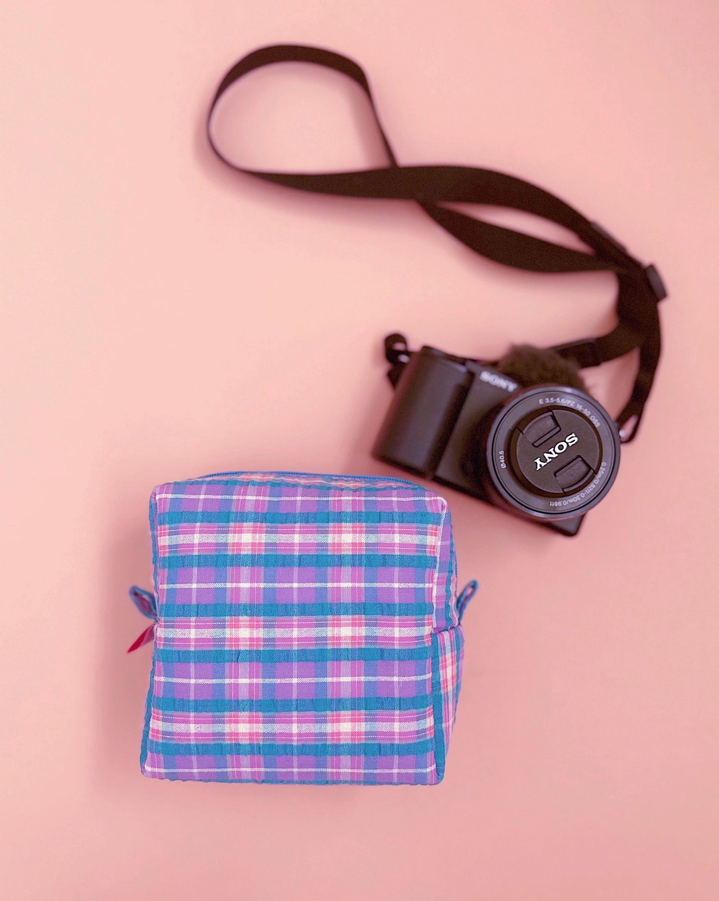 Plaid Camera Pouch｜Handmade Small Pouch | Cute bag for camera