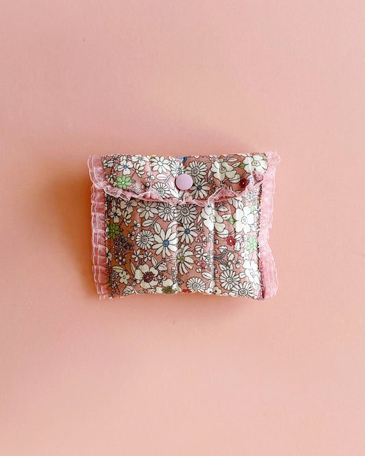 Pink Floral Snap Pouch – Cute Quilted Mini Bag